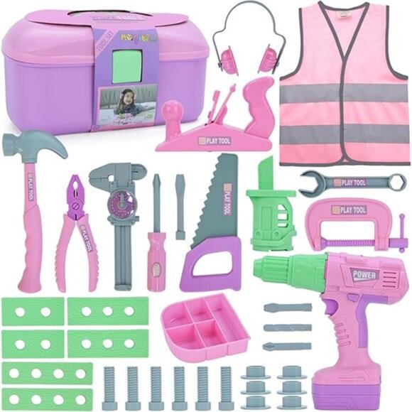 Kids Tool Set, 31 PCS Kids Tool Box Pretend Play Construction Toy with Electric - Picture 7 of 7